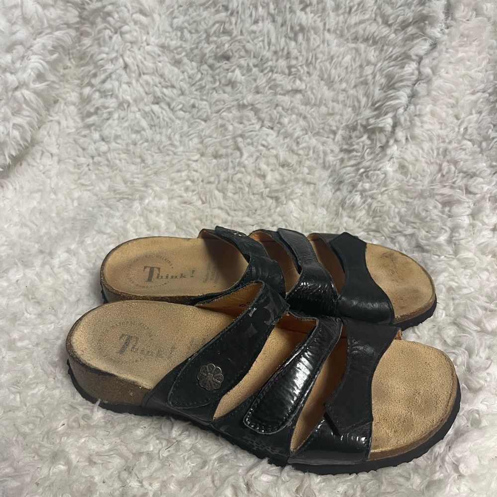 Think! Leather Black straps Sandals wit strap closure EUR SZ39